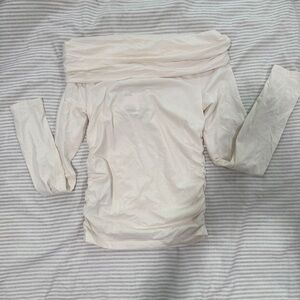 H&M Cream Ruched Off-Shoulder Blouse